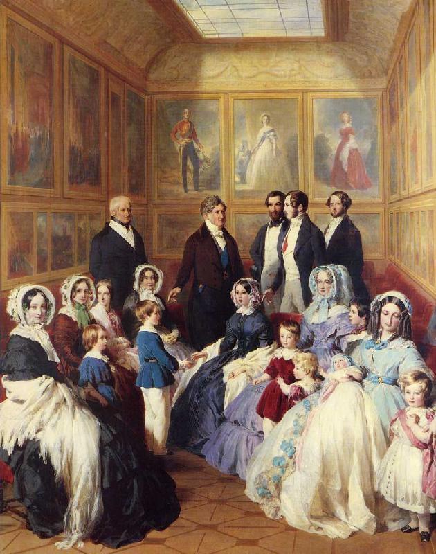 Franz Xaver Winterhalter Queen Victoria and Prince Albert with the Family of King Louis Philippe at the Chateau D'Eu oil painting picture